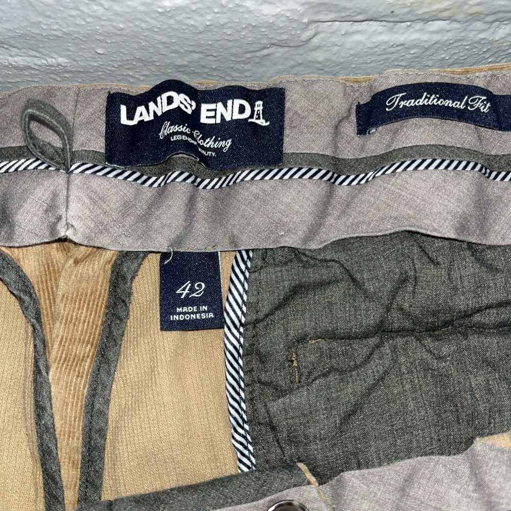 Men's Land's End Tan Corduroy Dress Casual Pants 42 X 30 - Picture 4 of 6
